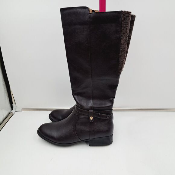 NWOB Life Stride Soft System Knee High Boot Low Heel 8.5 W Brown Inside Zipper - Picture 2 of 9